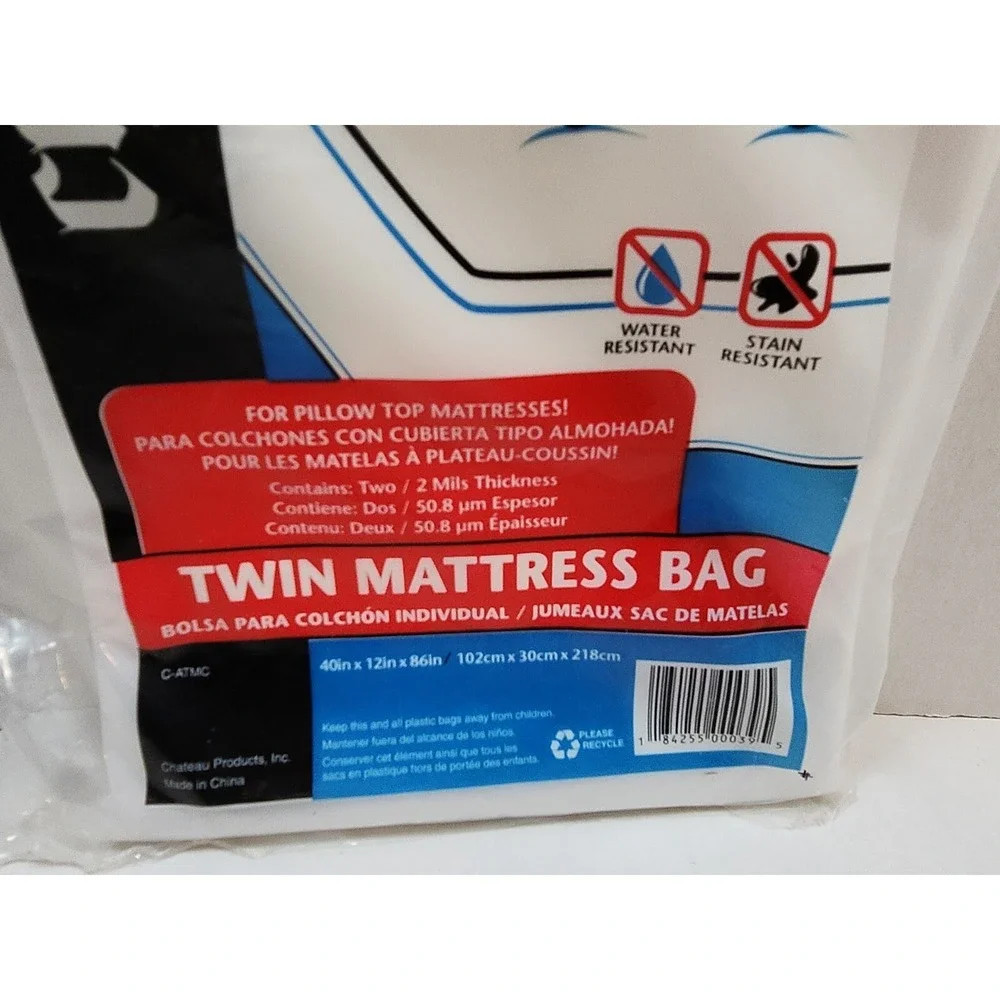 NEW 2 PACK TWIN SIZE MATTRESS BAGS For Moving or Storage 40x12x86
